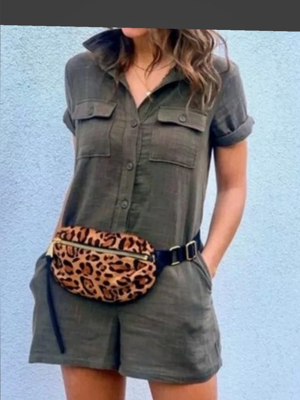 aerie Olive Green Button-Up Lightweight Shirt